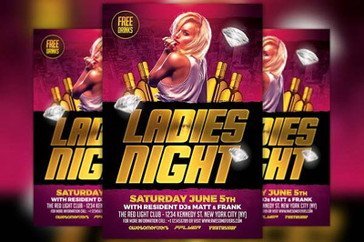 舞会宣传单模板 Ladies Night Flyer Template
