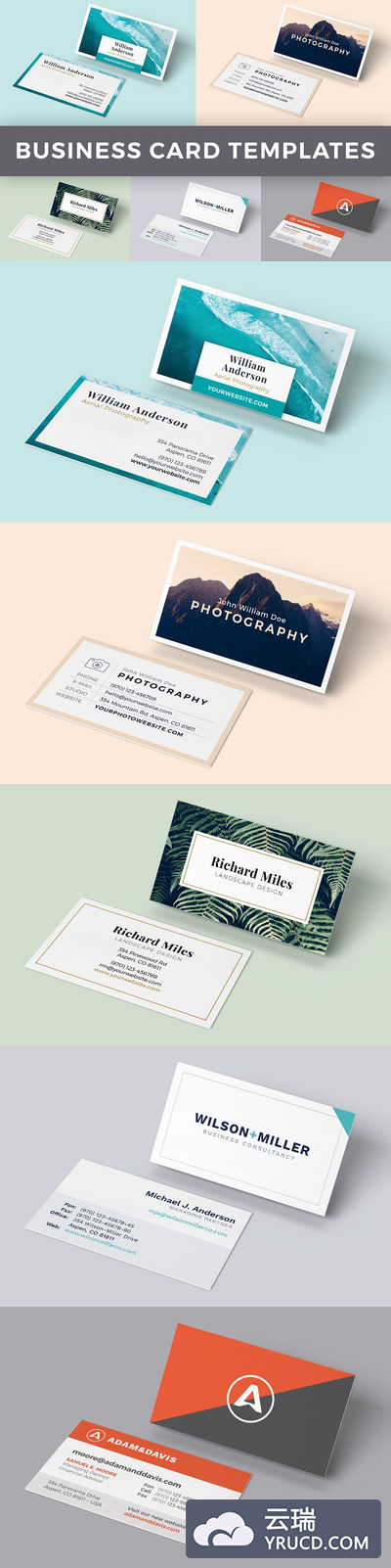 商业名片模板 5 Business Card Templates - BUNDLE