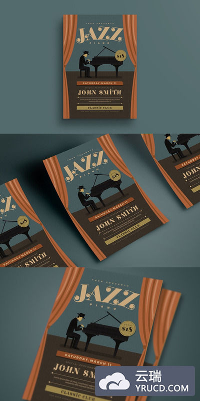 爵士音乐海报制作 Jazz Piano Concert Flyer