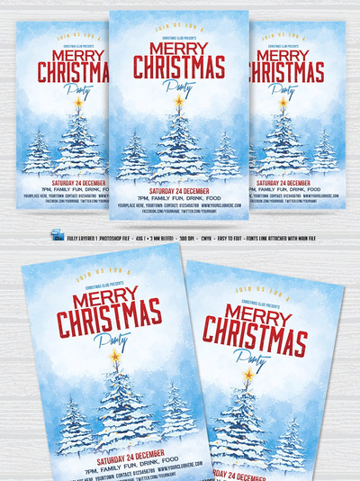 冬季圣诞节海报制作 Christmas Party Flyer