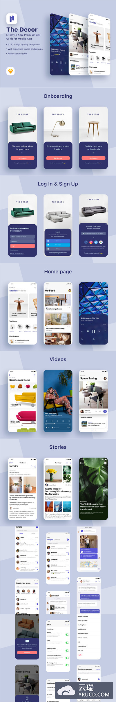 时尚的家具居家电商APP UI套装下载 iOS Ui app设计 app界面设计[Sketch]
