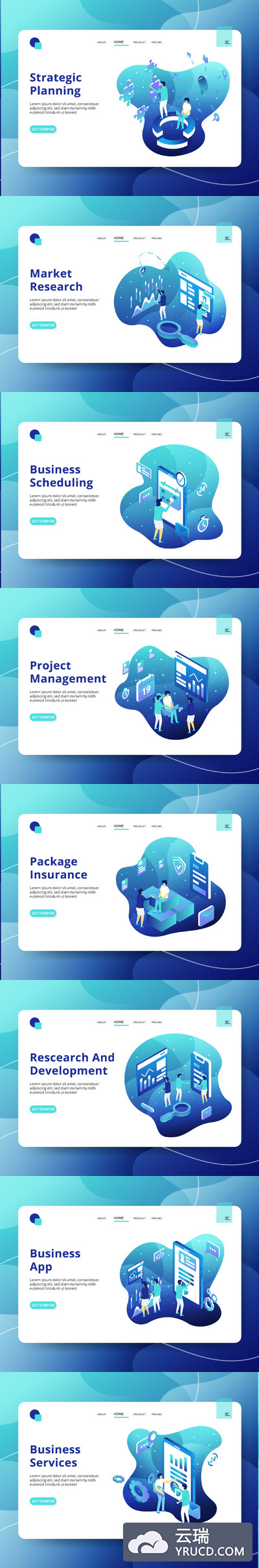 2.5D 商业计划相关的概念矢量插画素材下载