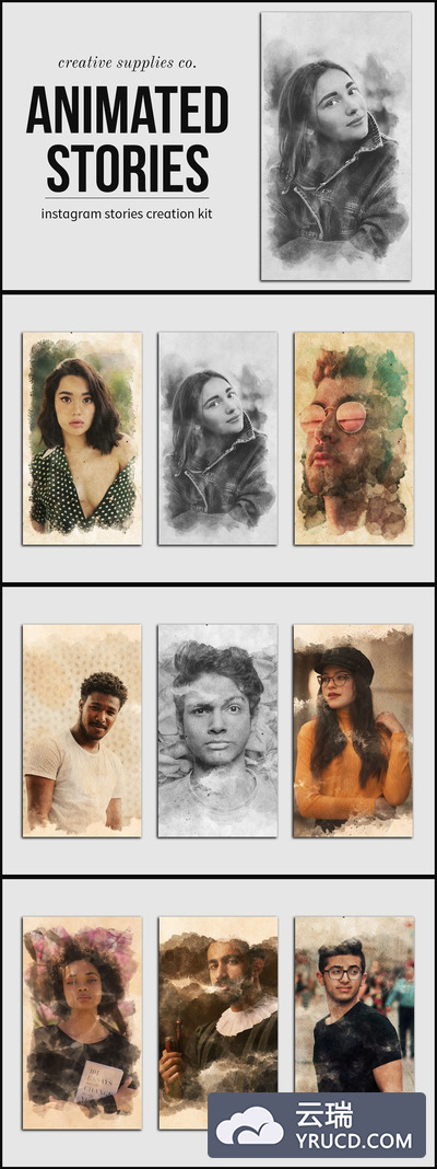复古风格Instagram动画故事套装