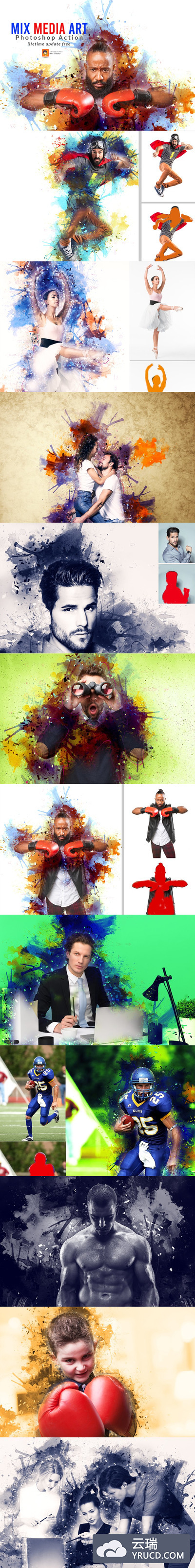 混合媒体艺术ps动作下载