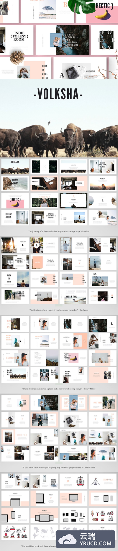 时尚极简主义ppt素材模板 VOLKSHA Lookbook Powerpoint Template