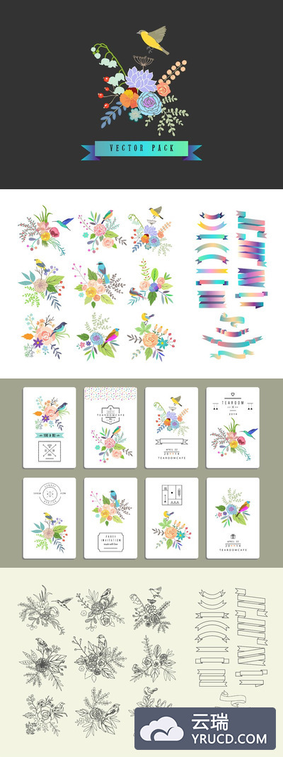 装饰花卉插画素材 Decorative Floral KIT