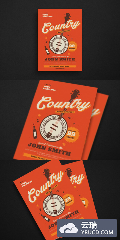 复古音乐海报制作 Country Music Flyer