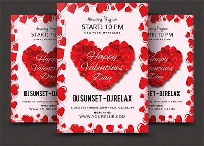 情人节爱心元素海报设计 Valentines Day Psd Flyer Template