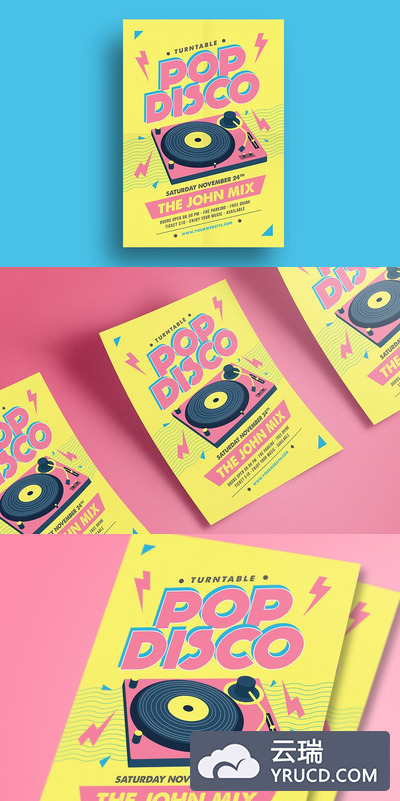怀旧舞会音乐海报制作 Pop Disco Flyer