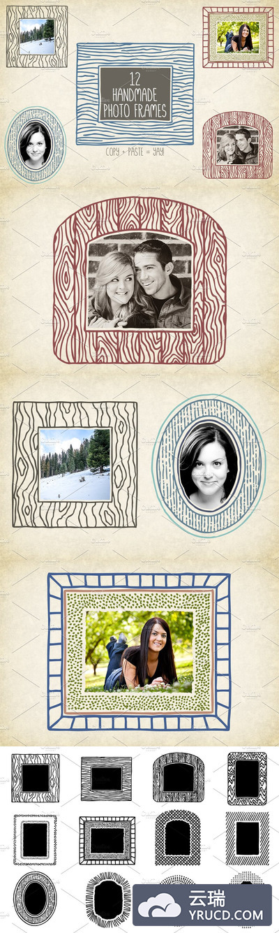 手绘矢量框架包 Hand Drawn Vector Frames Pack 4