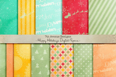 欢乐假日背景图案 Happy Holidays Digital Paper