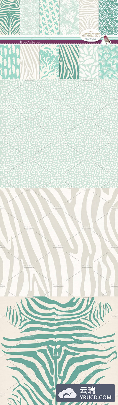 自然动物图案背景 Natural Animal Digital Patterns Mint