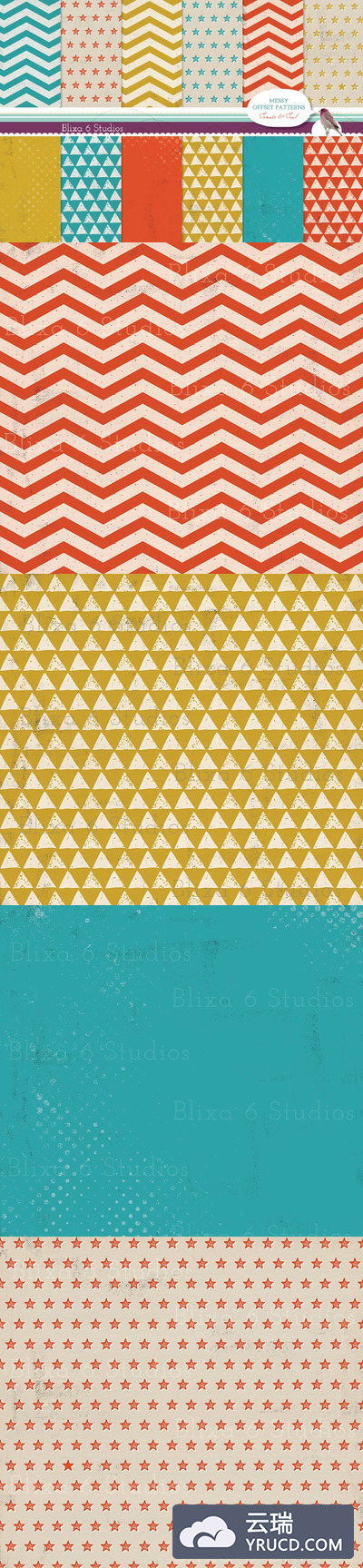 波纹图案背景 Grungy Patterned Digital Papers