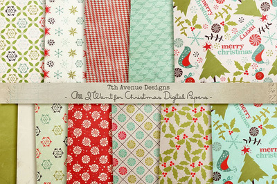 水彩圣诞节背景纹理 All I want for Christmas Papers