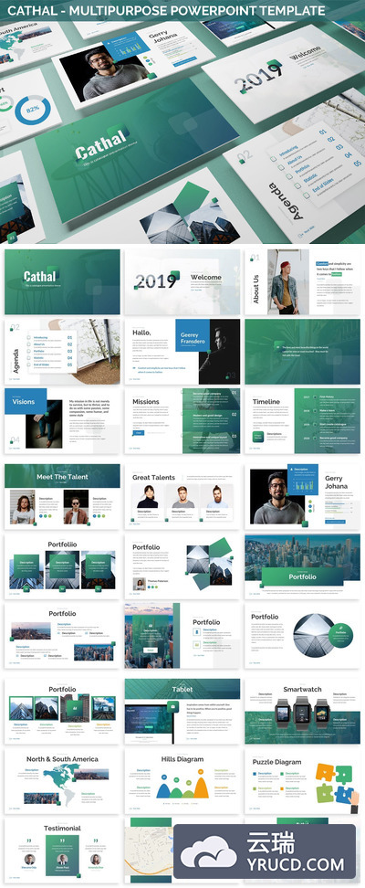 墨绿科技感觉PPT模板 精美商务ppt模板下载 ppt课件模板下载[PPTX]