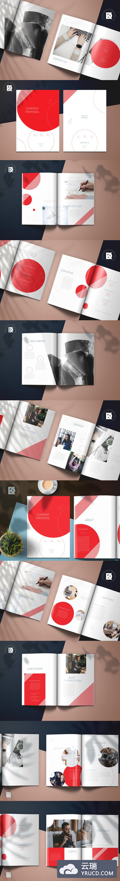 时尚高端多用途的高品质简约企业宣传册画册品牌手册房地产楼书杂志设计模板