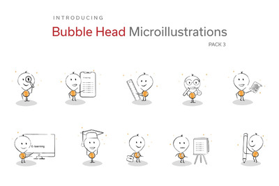 清新时尚简约搞笑可爱的泡泡头吉祥物微插图 – 教育包