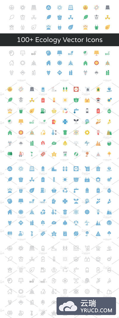 100+生态矢量图标素材 100+ Ecology Vector Icons