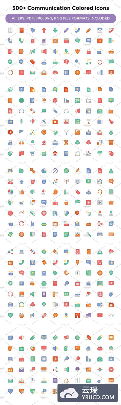 300+通讯彩色图标素材 300+ Communication Colored Icons