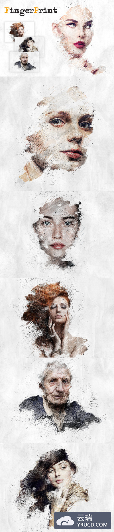 指纹绘画效果的PS动作文件下载[PSD]