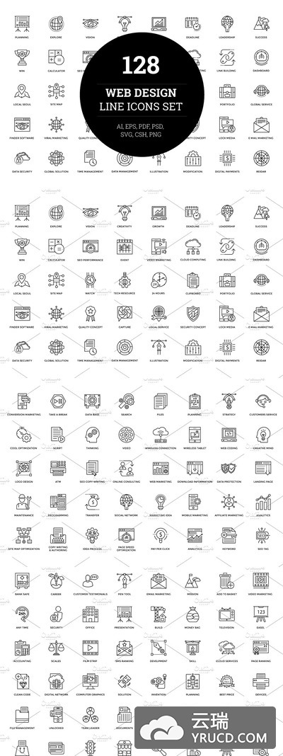 网页设计图标 128 Web Design Line Icons