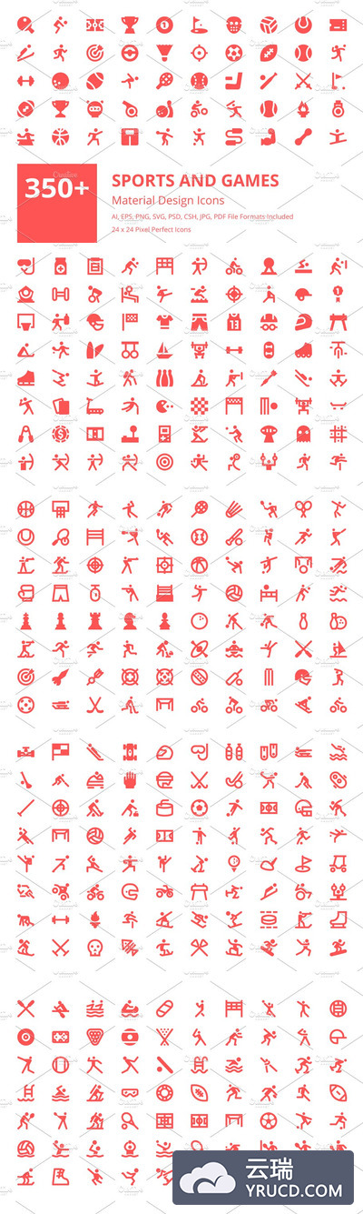 350+运动和游戏材料图标 350+ Sports and Games Material Icons