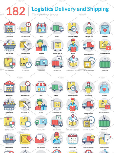 物流配送图标素材 182 Logistics Delivery Icons