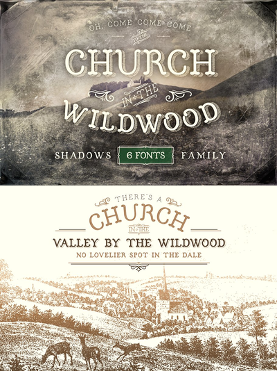 复古手写字体 Church in the Wildwood Shadows