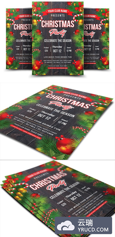 圣诞节派对海报设计 Christmas Party Flyer