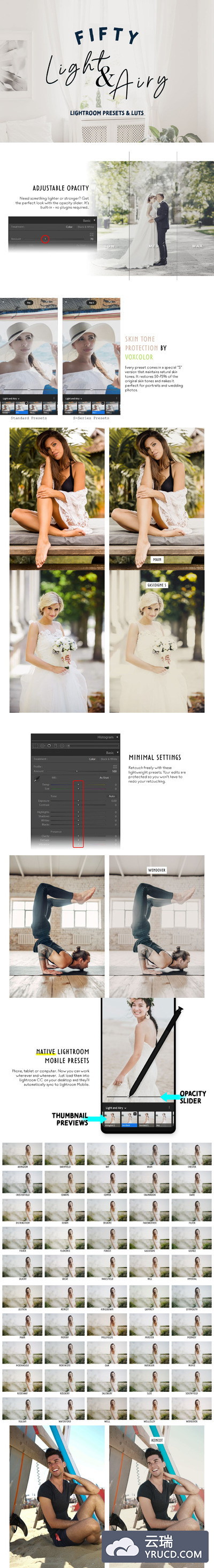 50个时尚高端轻盈简约质感的50个Light Airy Lightroom预设和LUT