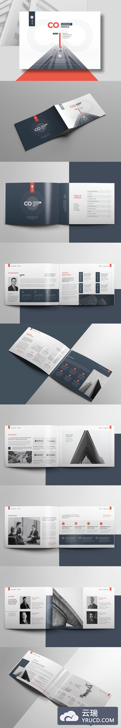 A5尺寸的时尚高端简约商业商务质感的高品质企业简介画册房地产楼书杂志宣传册设计模板