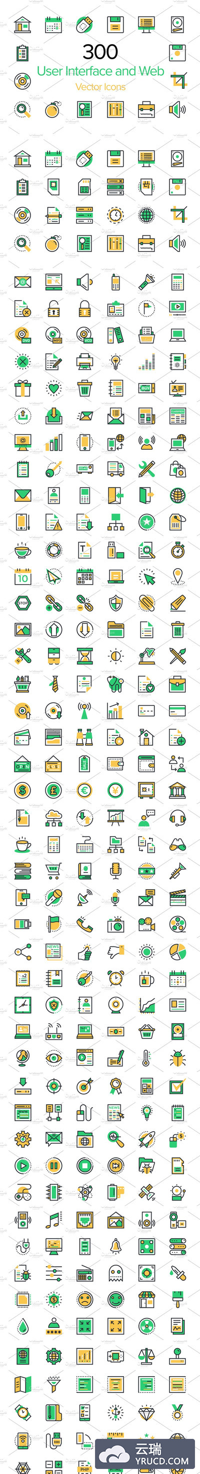 300个用户界面和Web图标素材 300 User Interface and Web Icons