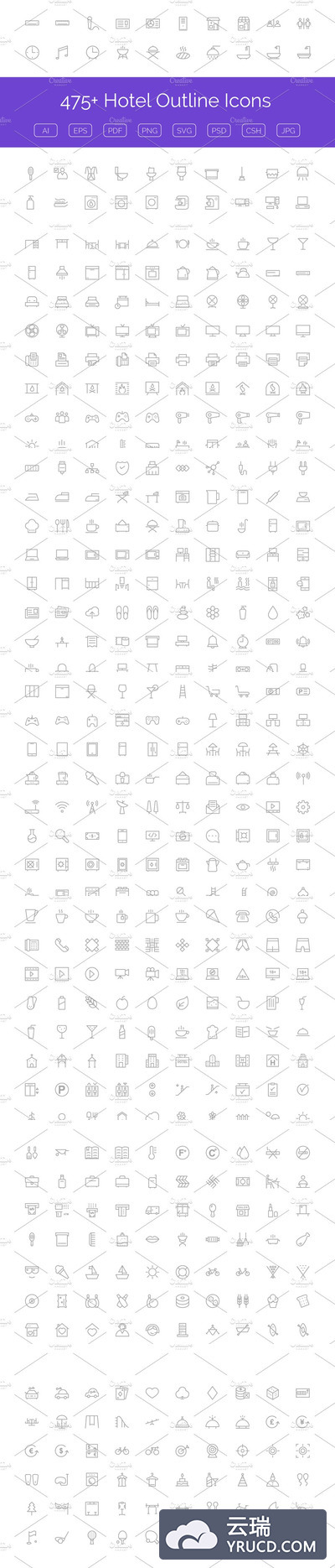 酒店矢量图标素材 475+ Hotel Outline Icons