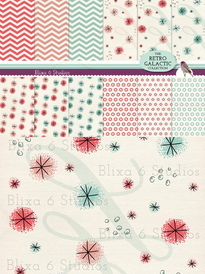 经典背景图案 Retro Galactic Digital Patterns