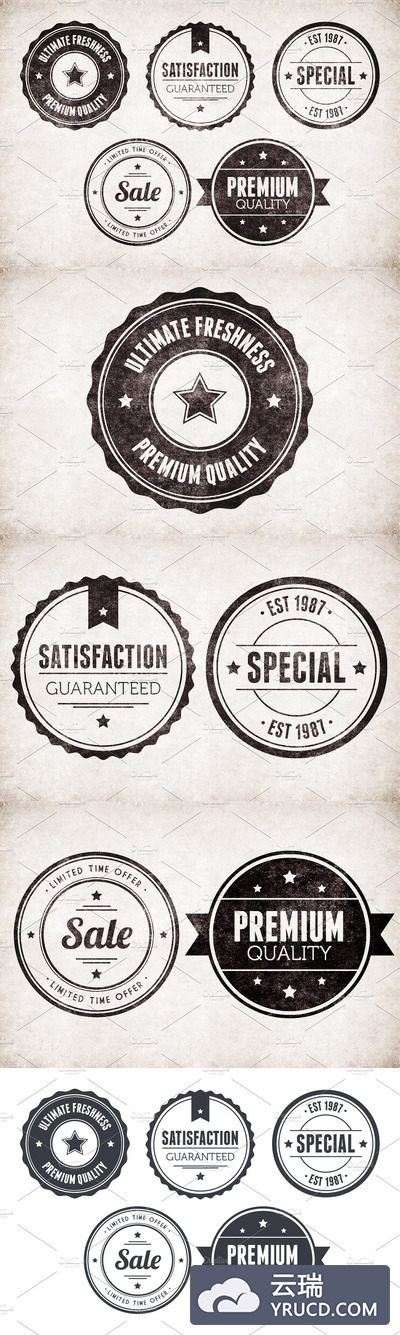 经典绘制印章 Vintage Badges Vector Pack 2