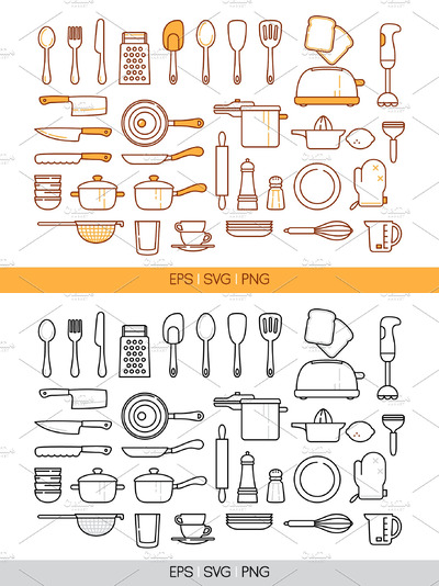 矢量厨房设备图标 33 vector kitchenware icons