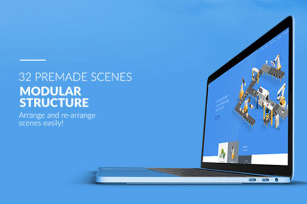 笔记本电脑广告销售演示ae模板