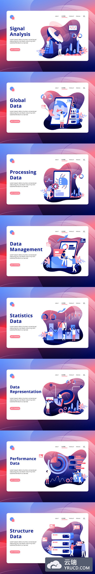 大数分析相关技术科技概念矢量插画下载[Ai]