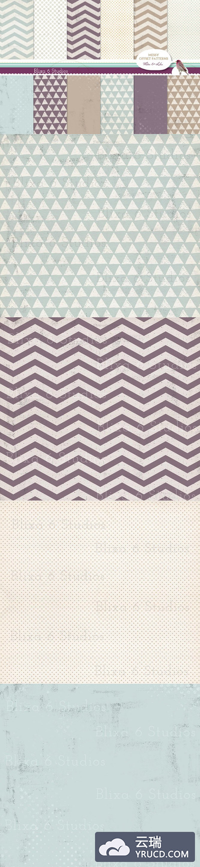 几何背景纹理 Distressed Digital Graphic Patterns