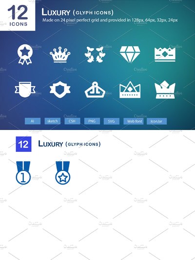 奢华矢量图标素材 12 Luxury Glyph Icons