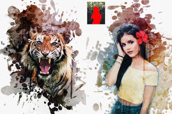 现代水彩飞溅艺术ps动作下载