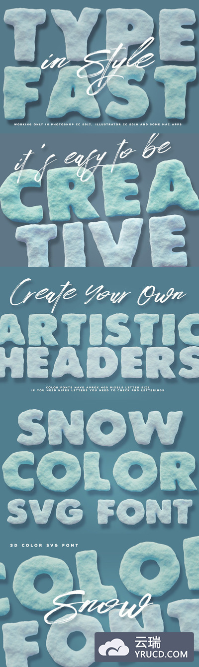 Fonts | 冬季积雪雪地英文无衬线字体效果