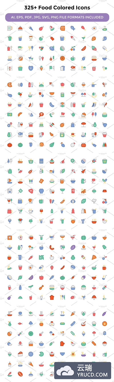 325+食品彩色图标 325+ Food Colored Icons