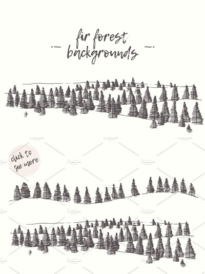 冷杉林的背景插画 Fir forest backgrounds