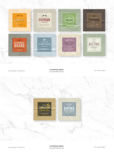 经典广告海报设计模板 10 Vintage Labels