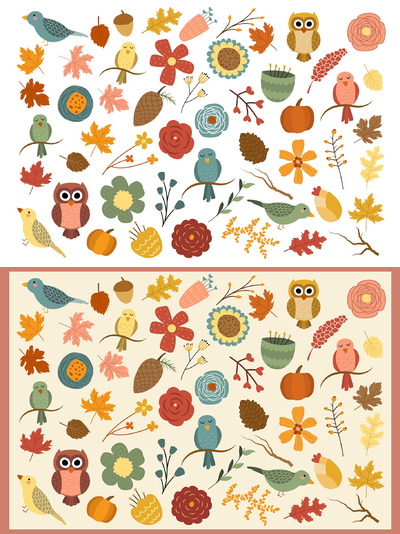秋季鸟类花卉矢量插画 Fall Floral 53 pc Vector & PNG Pack