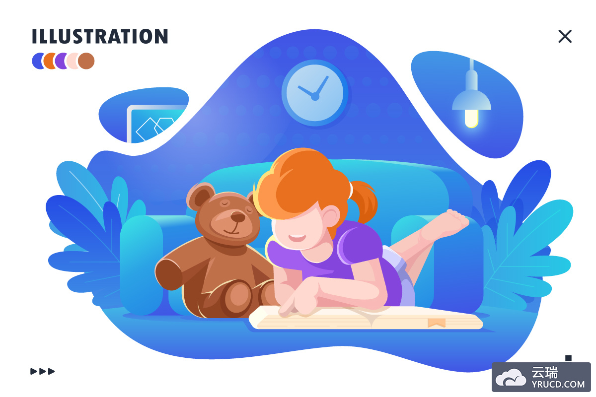 阅读书籍的小女孩