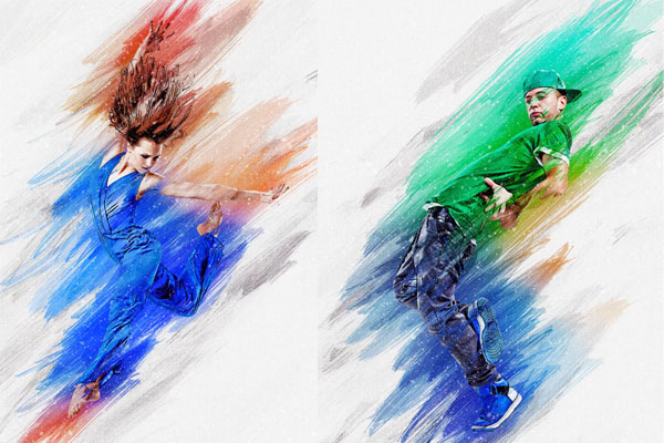 油漆艺术照片处理ps动作下载