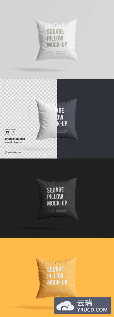 Mockup | 简洁浮动梦幻般方形帆布纹理枕头设计样机