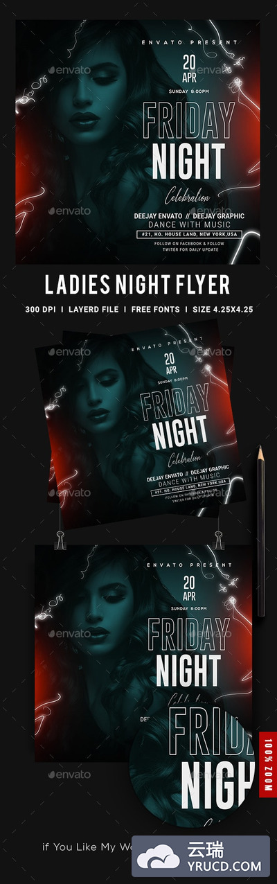 性感女士夜总会派对传单设计